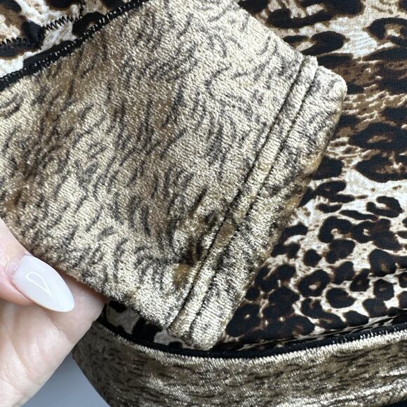 Vintage Y2K 90s Top XS Thermal Leopard Print V Neck Long Sleeve Cyber Grunge - Picture 7 of 9